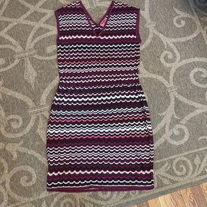 Missoni Purple and White Sheath Dress Sleeveless V-Neck Midi wave knit